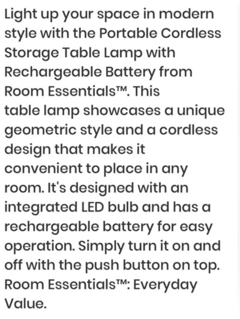 2pc Set NWT Room Essenstials Rechargeable LED Plastic Bubble Lamp With Storage